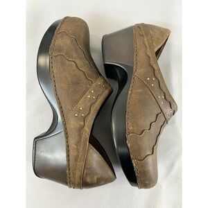 Dansko Hailey Clogs Brown Leather Slip On Women‎ 9.5-10 US / 42 EUR